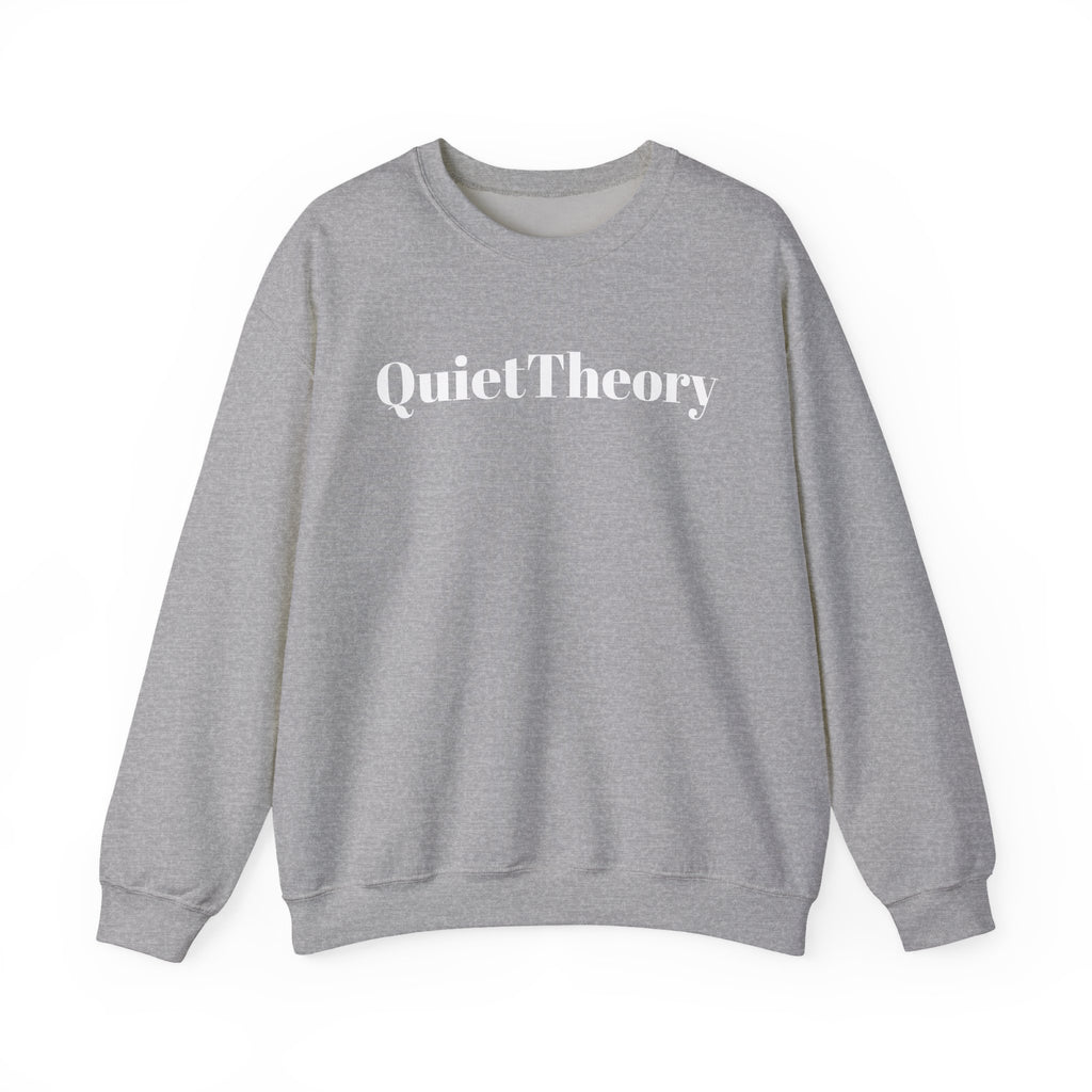 Quiet Theory Crewneck Sweatshirt — Minimalist Pink Text Pullover
