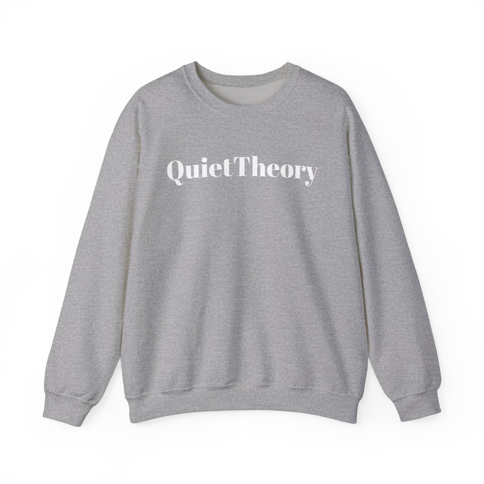 Quiet Theory Crewneck Sweatshirt — Minimalist Pink Text Pullover