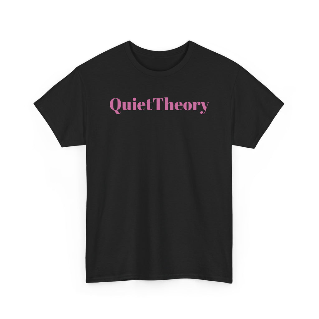 Quiet Theory Minimalist Graphic Tee — White Text Logo T-Shirt
