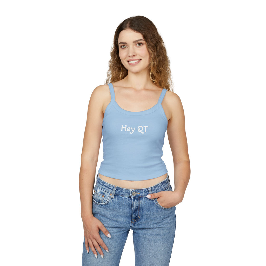 Hey QT Spaghetti Strap Tank Top — Cute Minimalist Crop Tank for Women