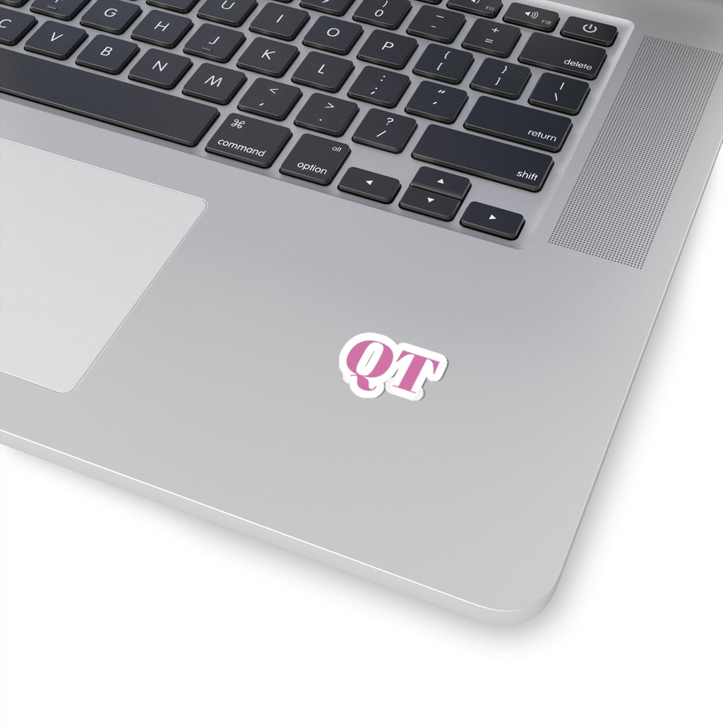 QT Pink Monogram Sticker — Kiss-Cut Vinyl Decal for Laptop, Water Bottle & Planner