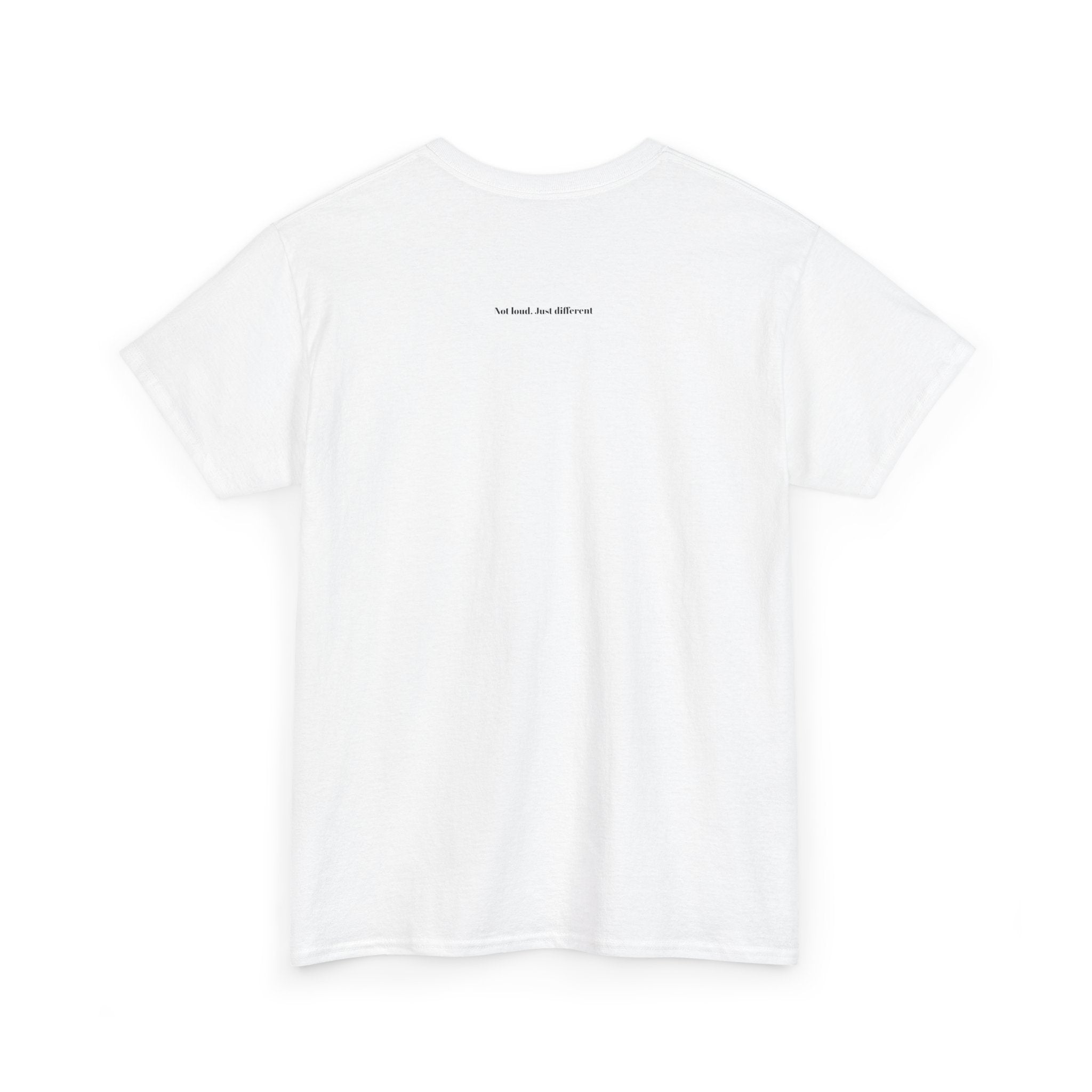Quiet Theory Minimalist Graphic Tee — White Text Logo T-Shirt