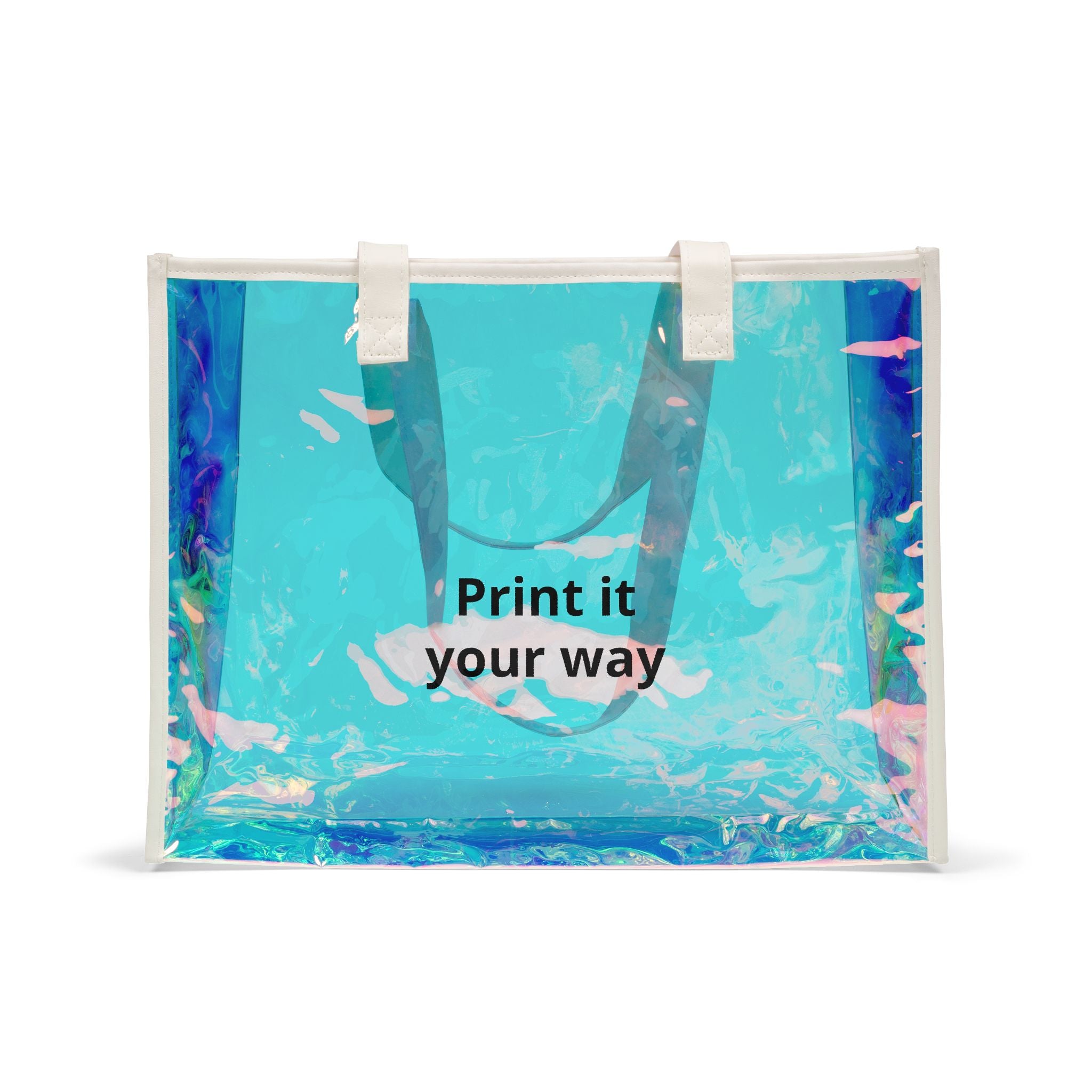 Holographic Beach Tote Bag — Iridescent Clear Pool Bag