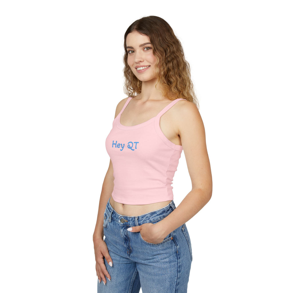 Hey QT Spaghetti Strap Tank Top — Cute Minimalist Crop Tank for Women