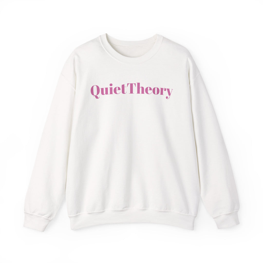 Quiet Theory Crewneck Sweatshirt — Minimalist Pink Text Pullover