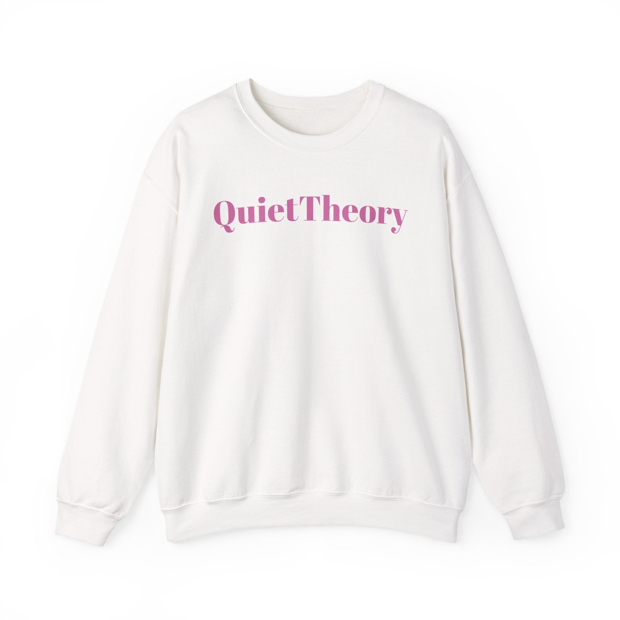 Quiet Theory Crewneck Sweatshirt — Minimalist Pink Text Pullover