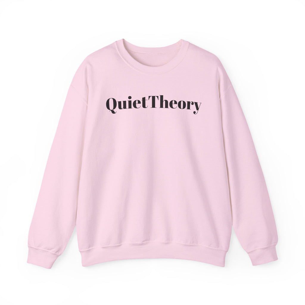 Quiet Theory Crewneck Sweatshirt — Minimalist Pink Text Pullover
