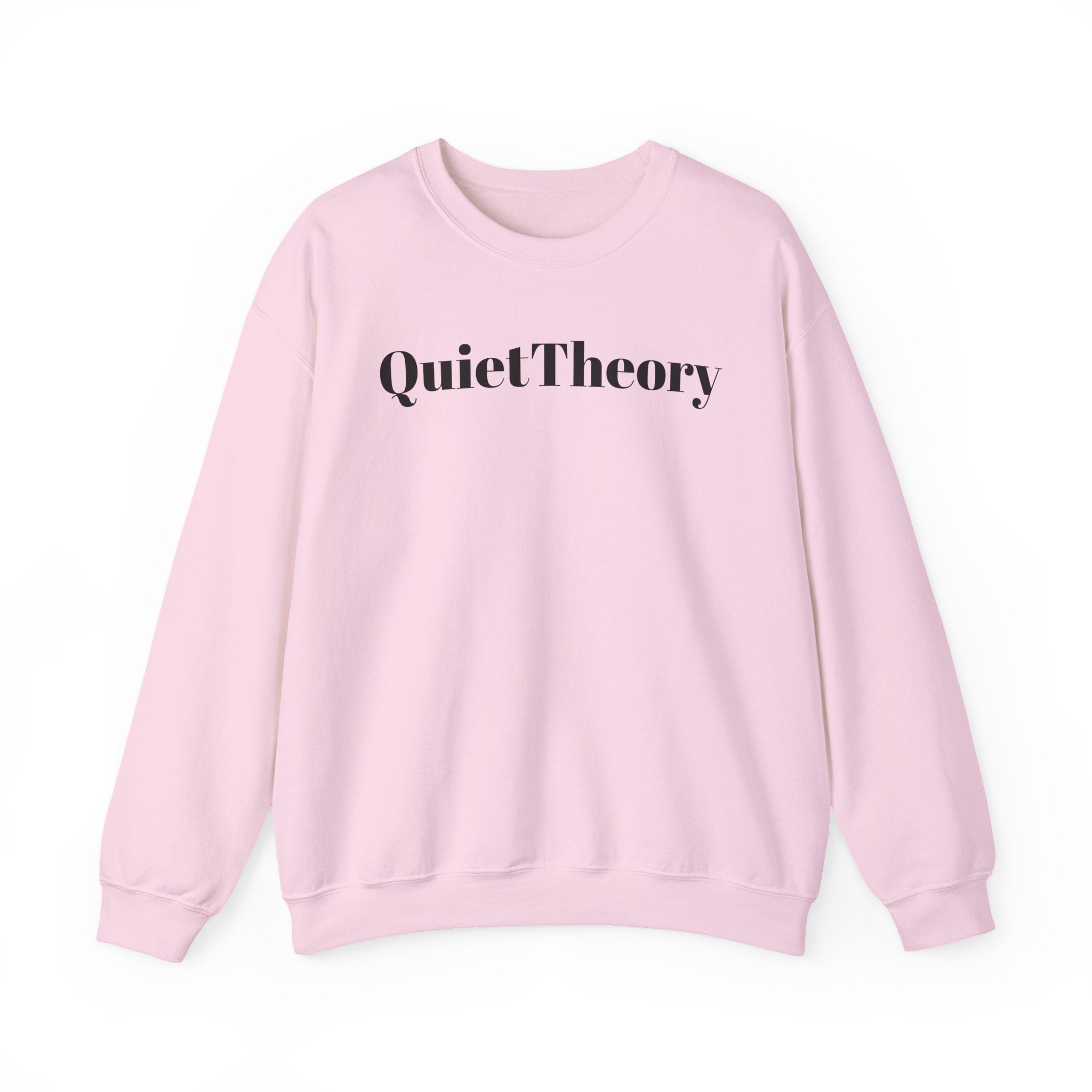 Quiet Theory Crewneck Sweatshirt — Minimalist Pink Text Pullover