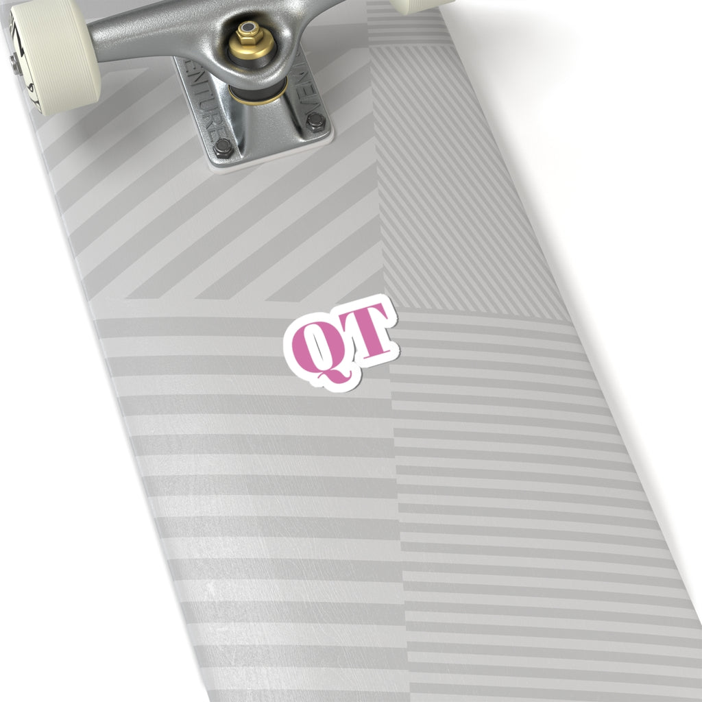 QT Pink Monogram Sticker — Kiss-Cut Vinyl Decal for Laptop, Water Bottle & Planner