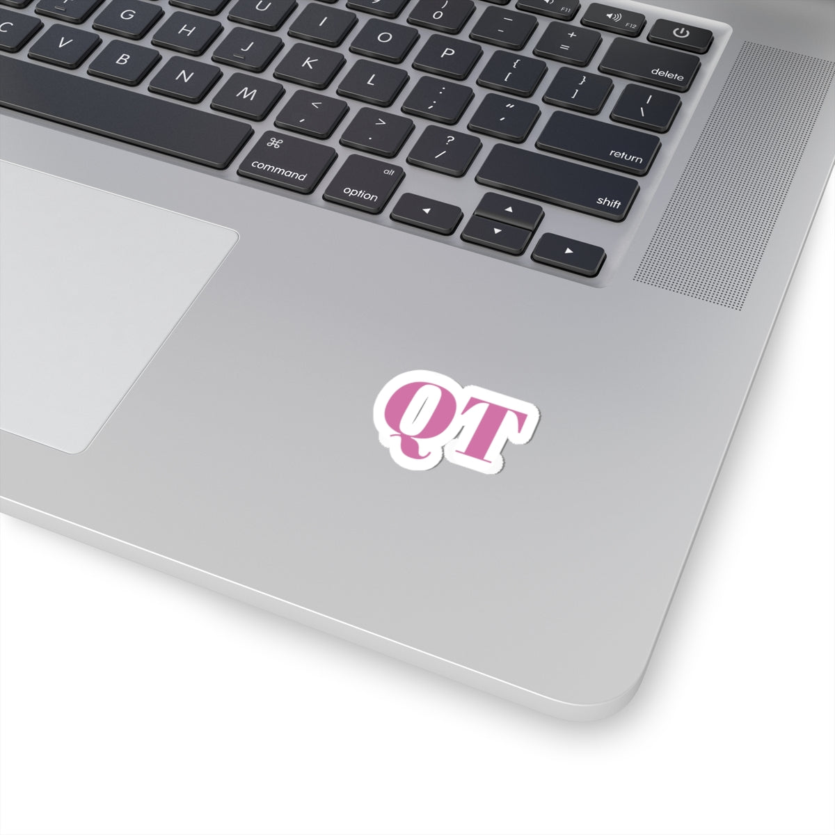 QT Pink Monogram Sticker — Kiss-Cut Vinyl Decal for Laptop, Water Bottle & Planner