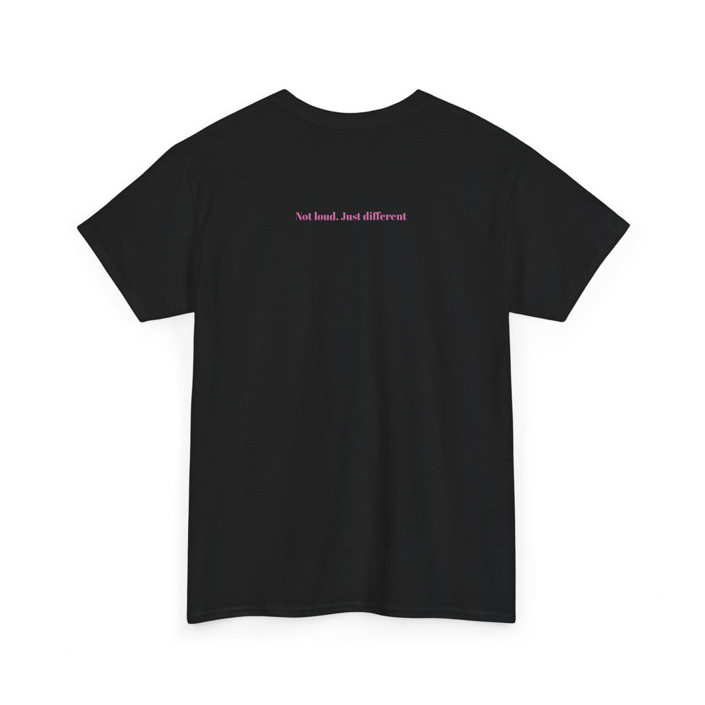 Quiet Theory Minimalist Graphic Tee — White Text Logo T-Shirt