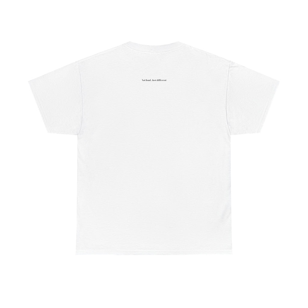 Quiet Theory Minimalist Graphic Tee — White Text Logo T-Shirt