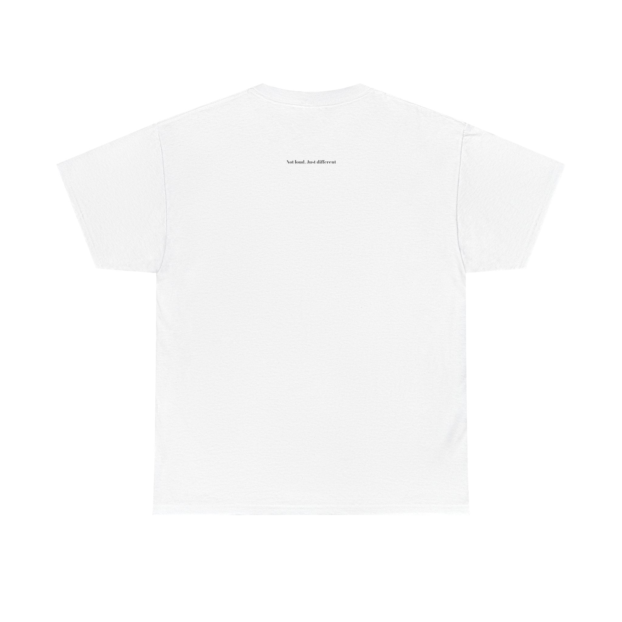 Quiet Theory Minimalist Graphic Tee — White Text Logo T-Shirt