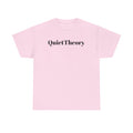Quiet Theory Minimalist Graphic Tee — White Text Logo T-Shirt