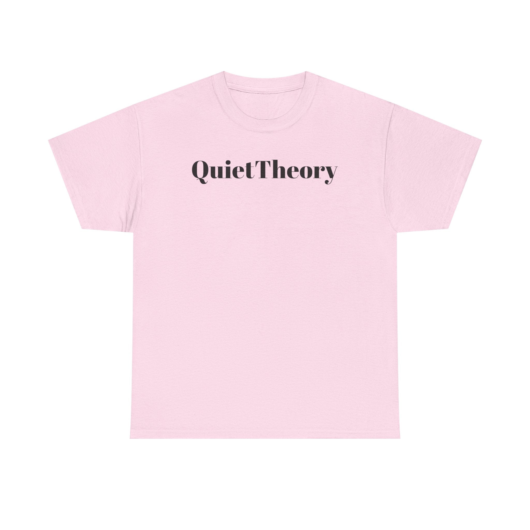 Quiet Theory Minimalist Graphic Tee — White Text Logo T-Shirt
