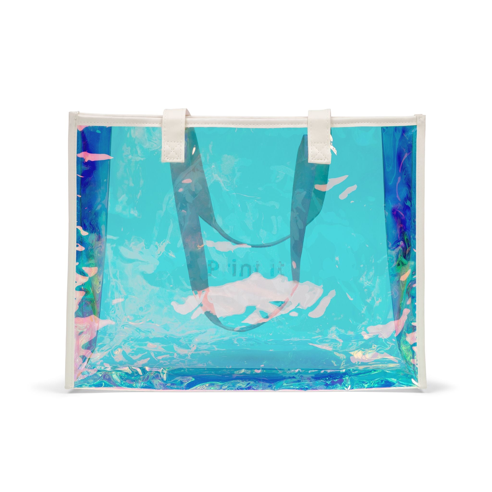 Holographic Beach Tote Bag — Iridescent Clear Pool Bag