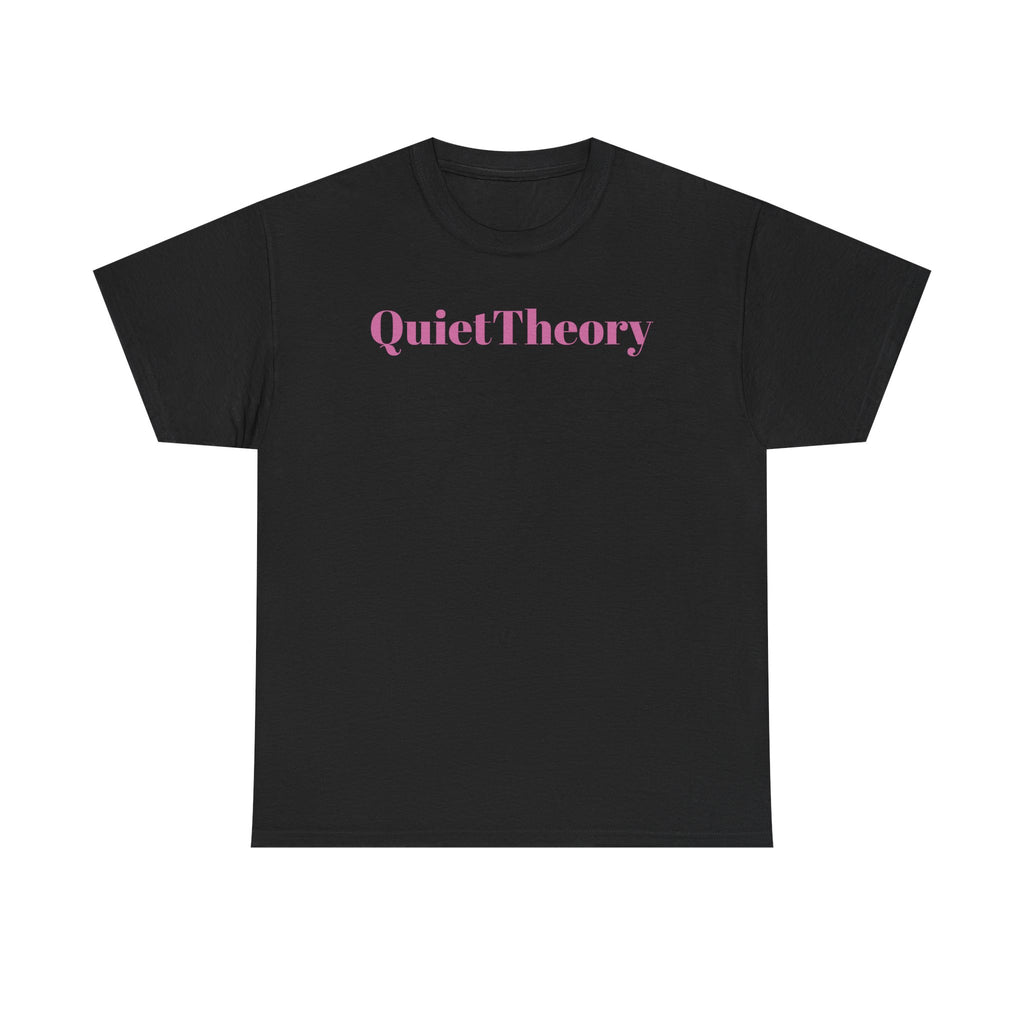 Quiet Theory Minimalist Graphic Tee — White Text Logo T-Shirt