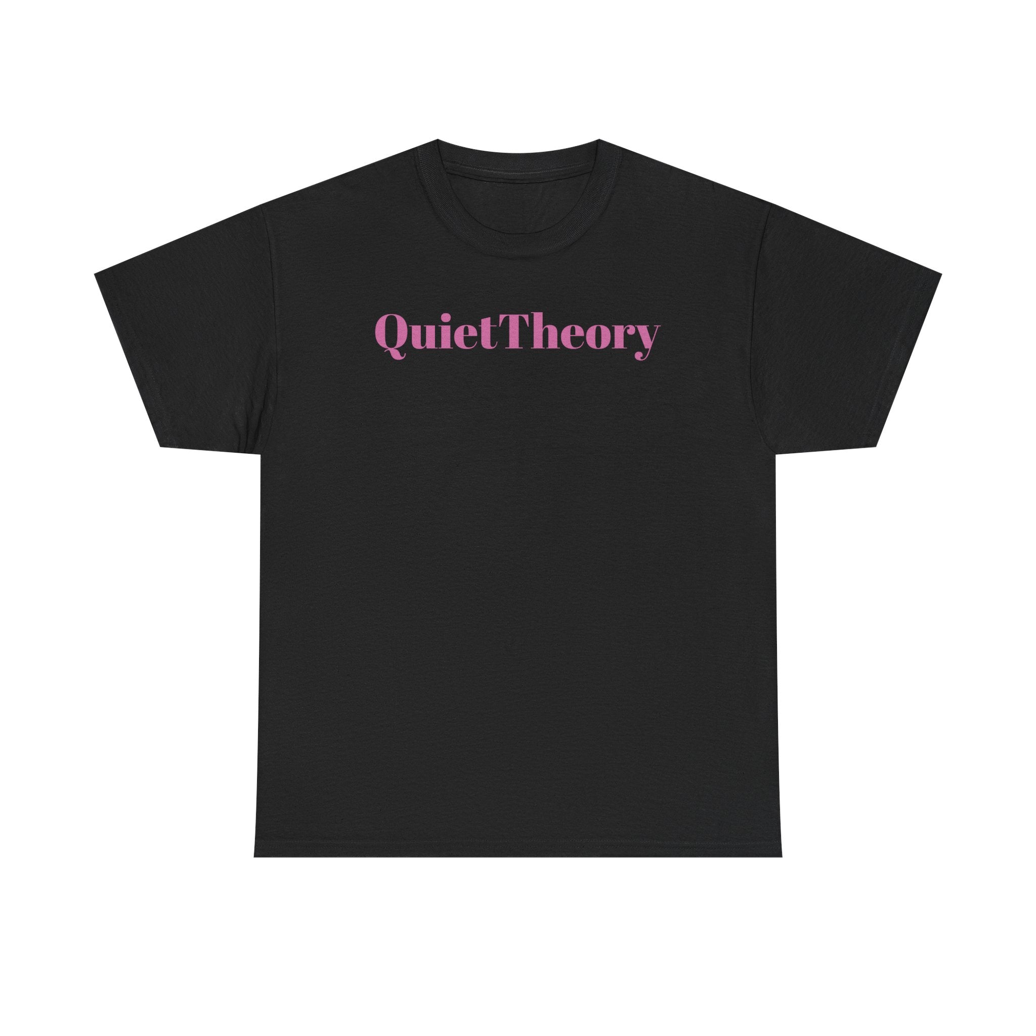Quiet Theory Minimalist Graphic Tee — White Text Logo T-Shirt