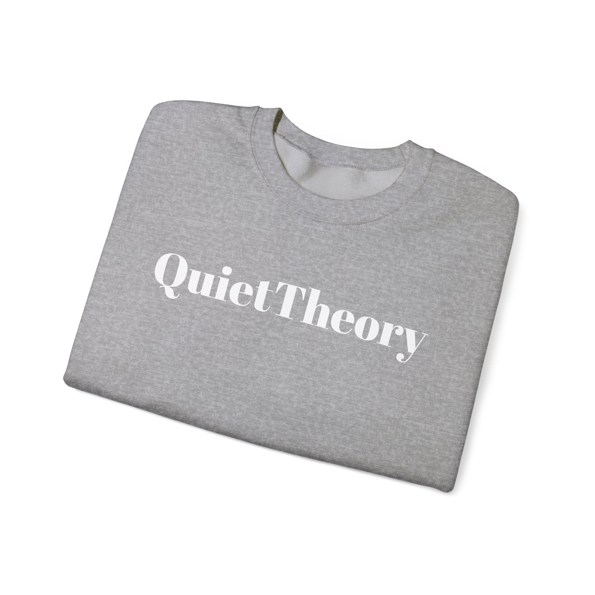 Quiet Theory Crewneck Sweatshirt — Minimalist Pink Text Pullover