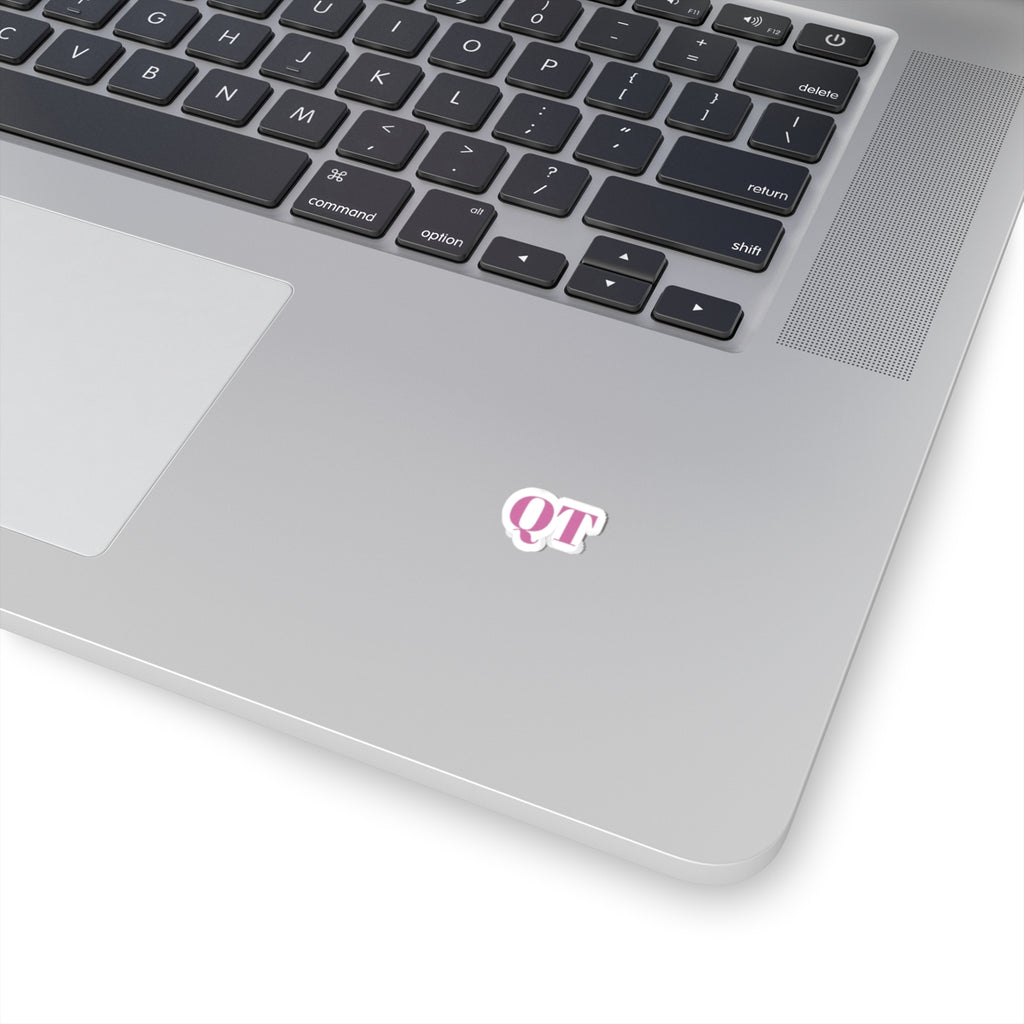 QT Pink Monogram Sticker — Kiss-Cut Vinyl Decal for Laptop, Water Bottle & Planner